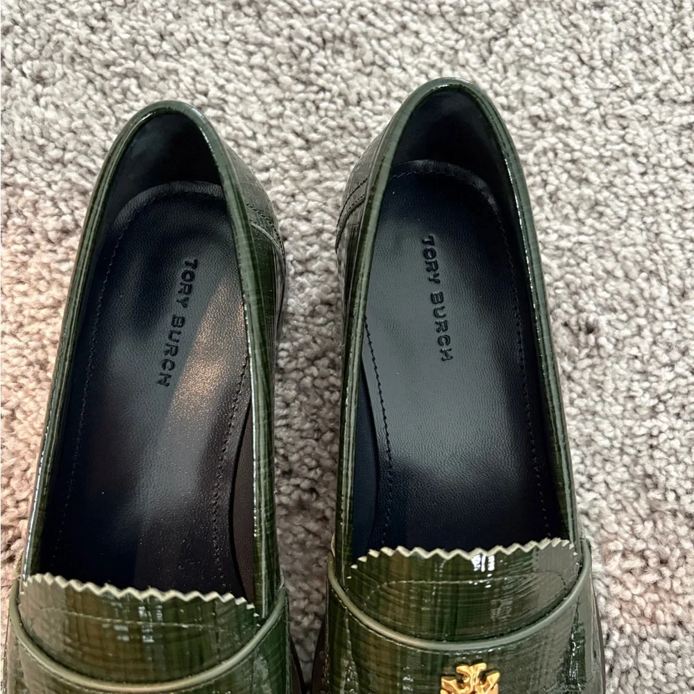 Tory Burch Green Patent Leather Penny Loafers